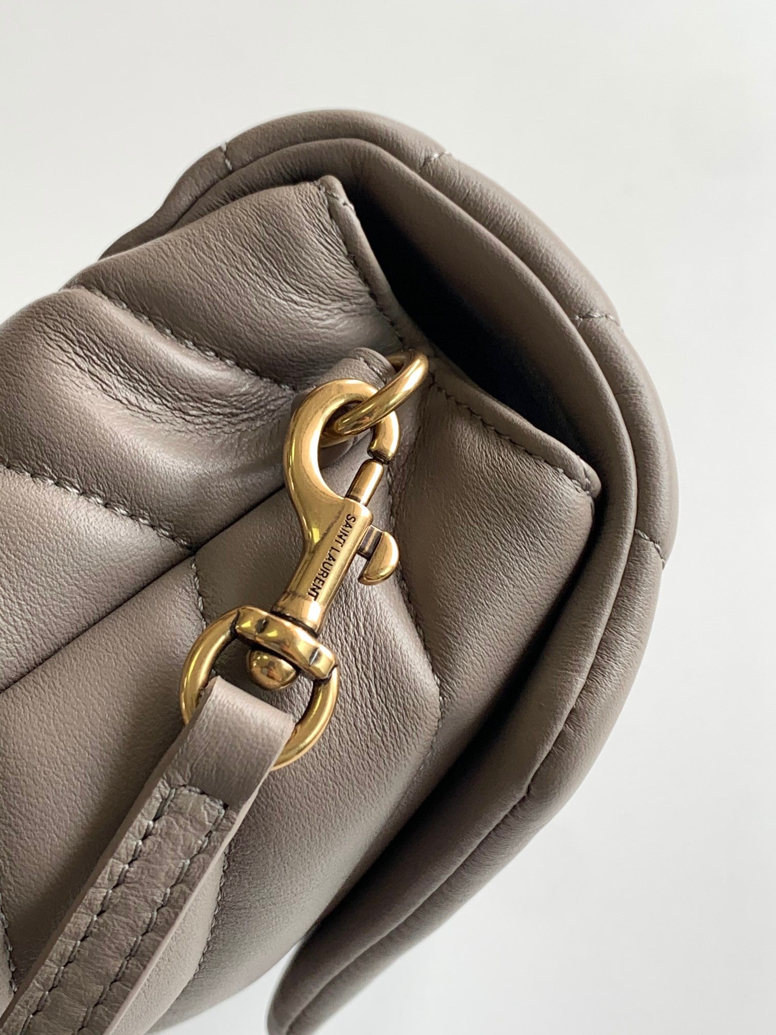 Saint Laurent Toy Loulou Matelassé Leather Crossbody Bag - Taupe