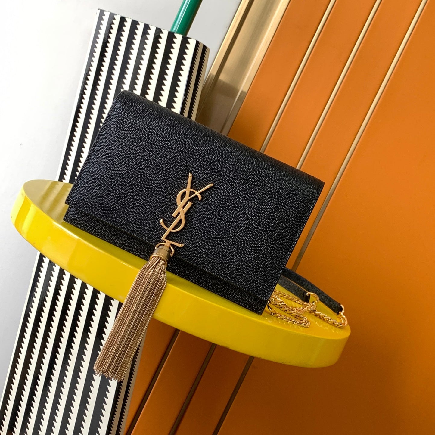 Saint Laurent Kate Small Tassel Bag - Black Grain de Poudre Leather
