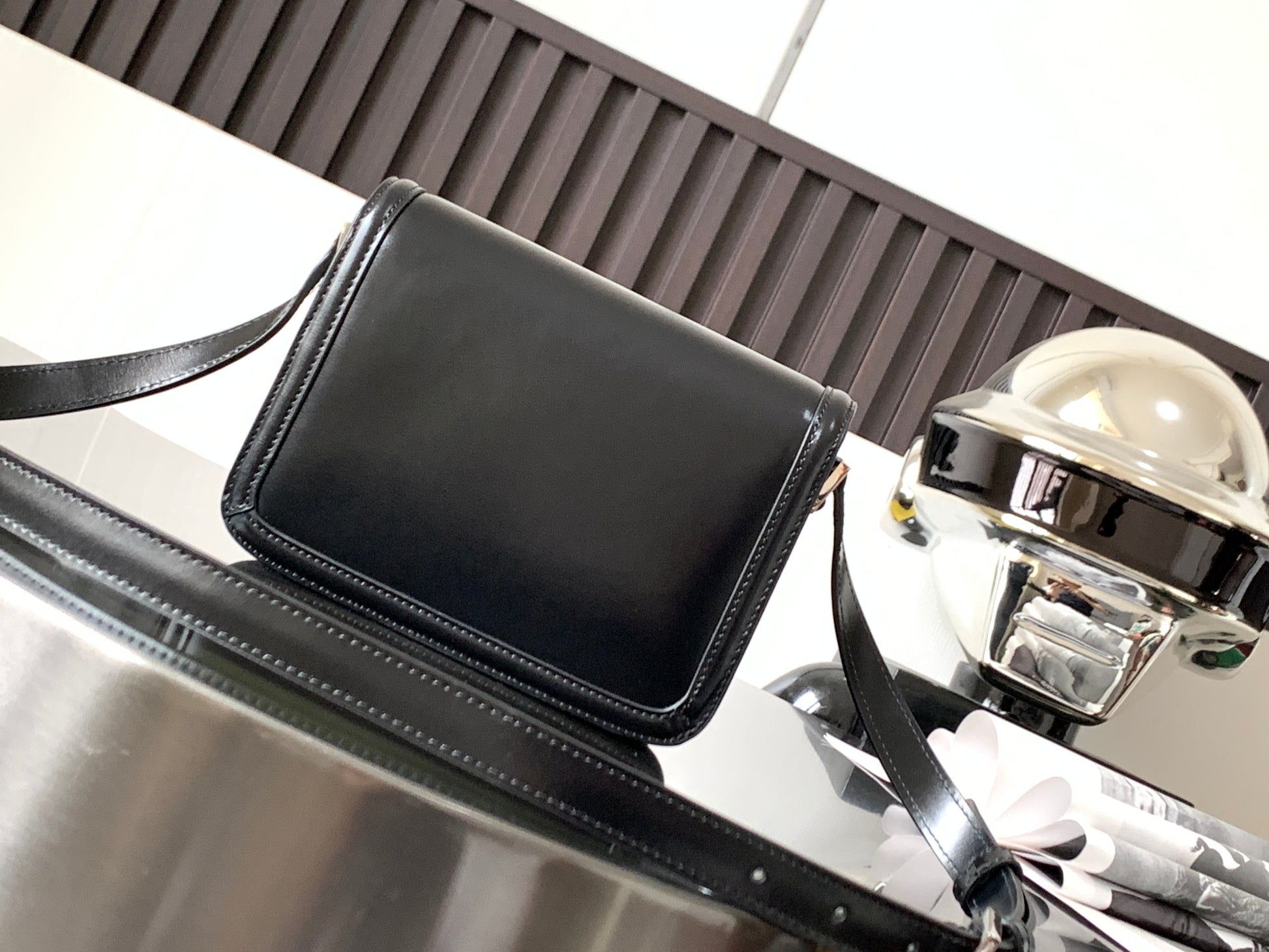 Saint Laurent Small Solferino Satchel in Black Box Leather