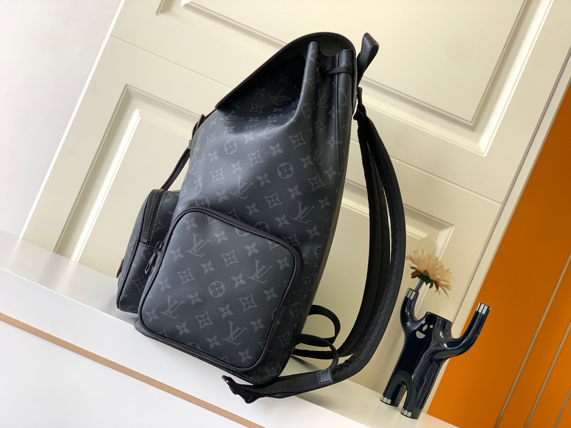 Louis Vuitton Trio Backpack Monogram Eclipse Canvas Black Leather