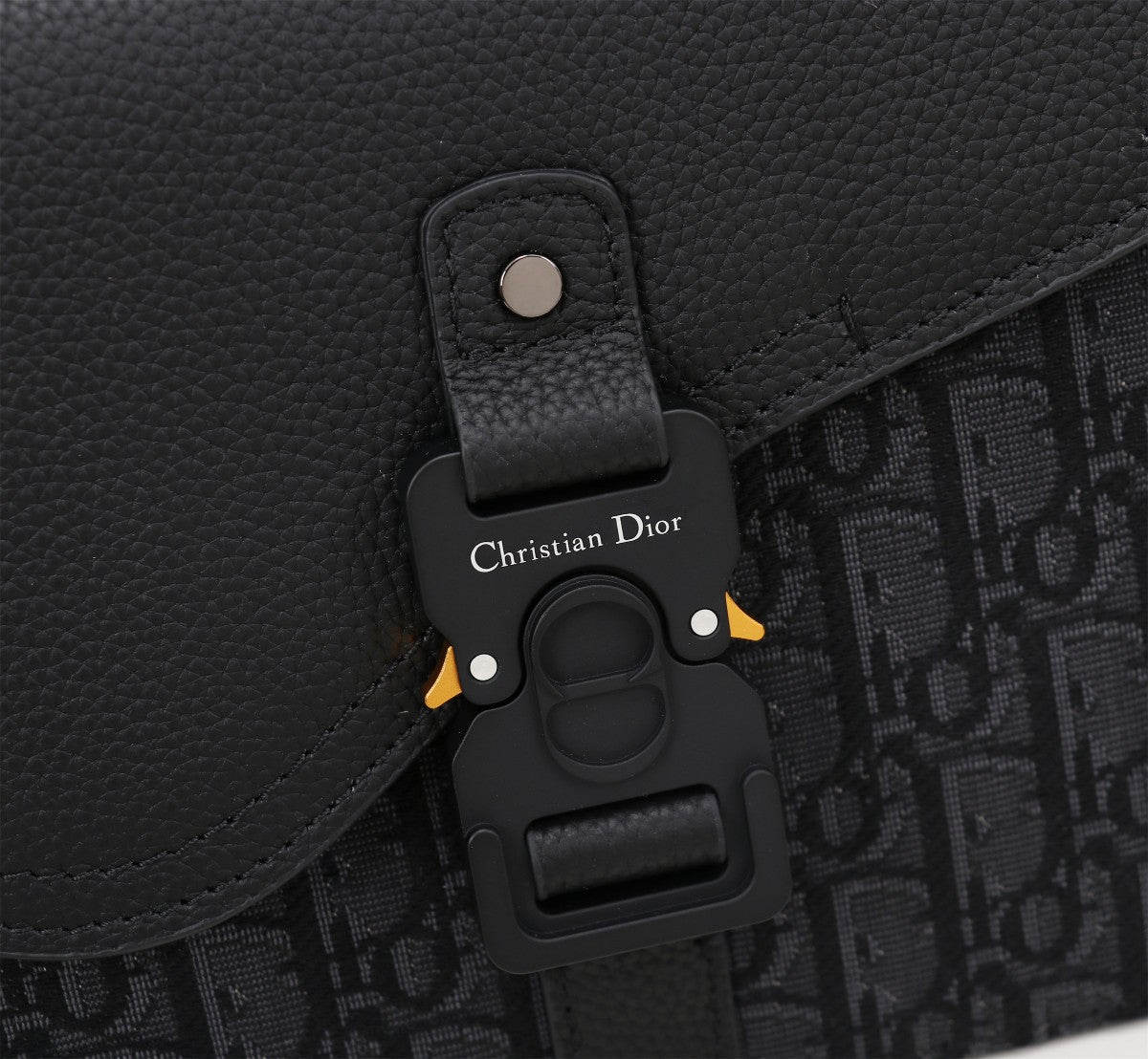 Christian Dior Black Oblique Jacquard and Smooth Calfskin Messenger Bag