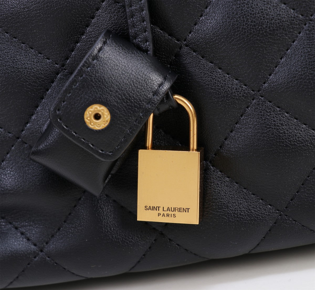 Black Quilted Leather Travel Bag - Luxury Large Duffle with Gold Hardware