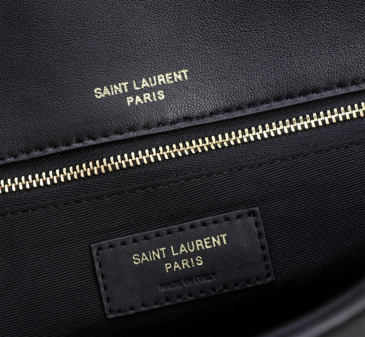 Saint Laurent Monogram Black Leather Flap Shoulder Bag with Gold Hardware