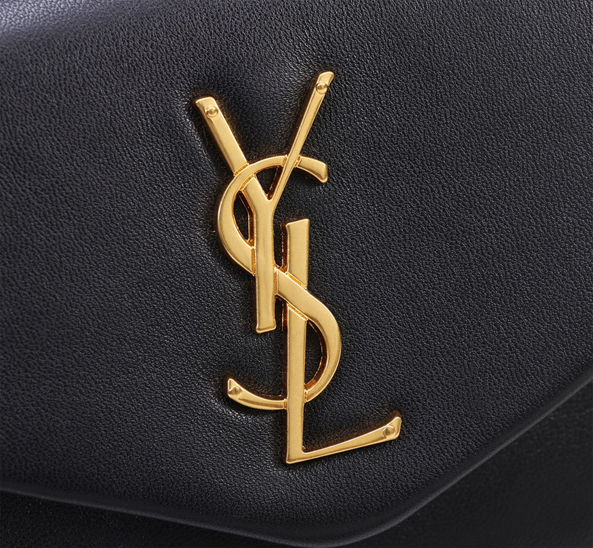 Saint Laurent Monogram Black Leather Flap Shoulder Bag with Gold Hardware