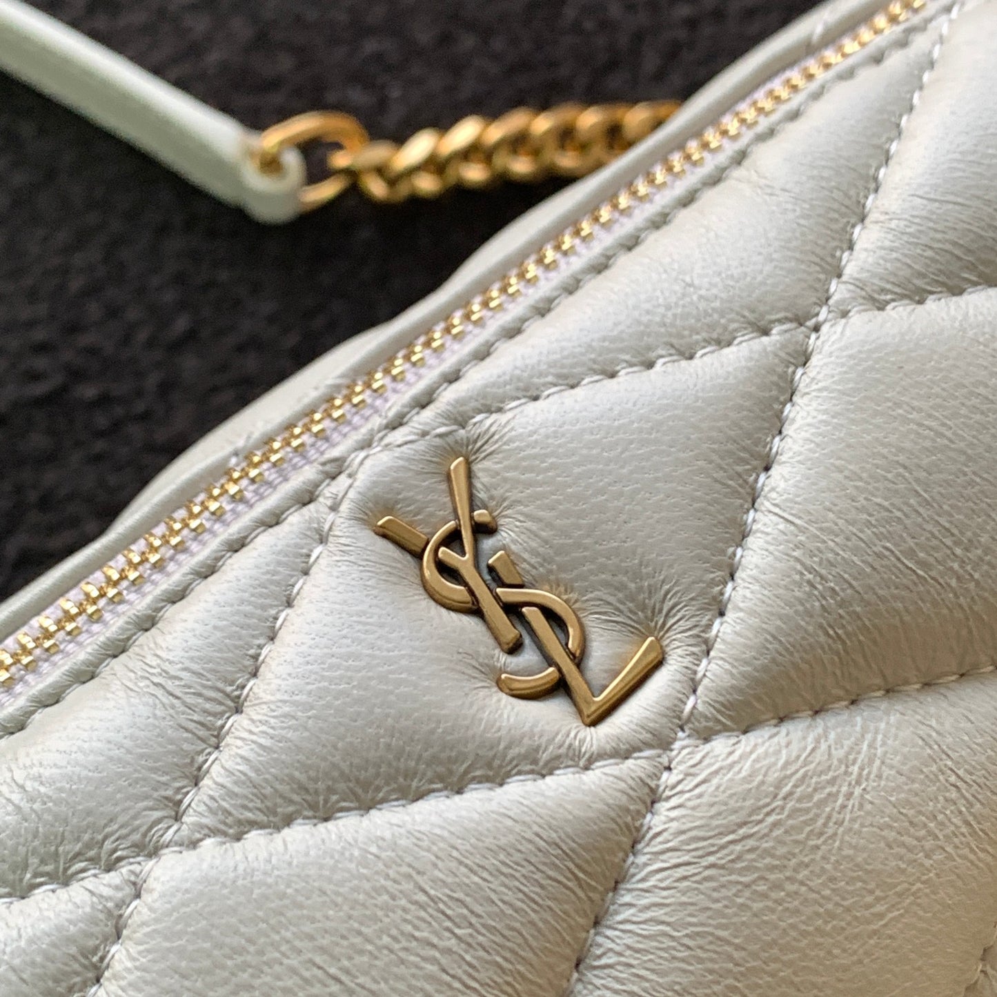 Saint Laurent Sade Mini Quilted Leather Tube Bag - Light Grey