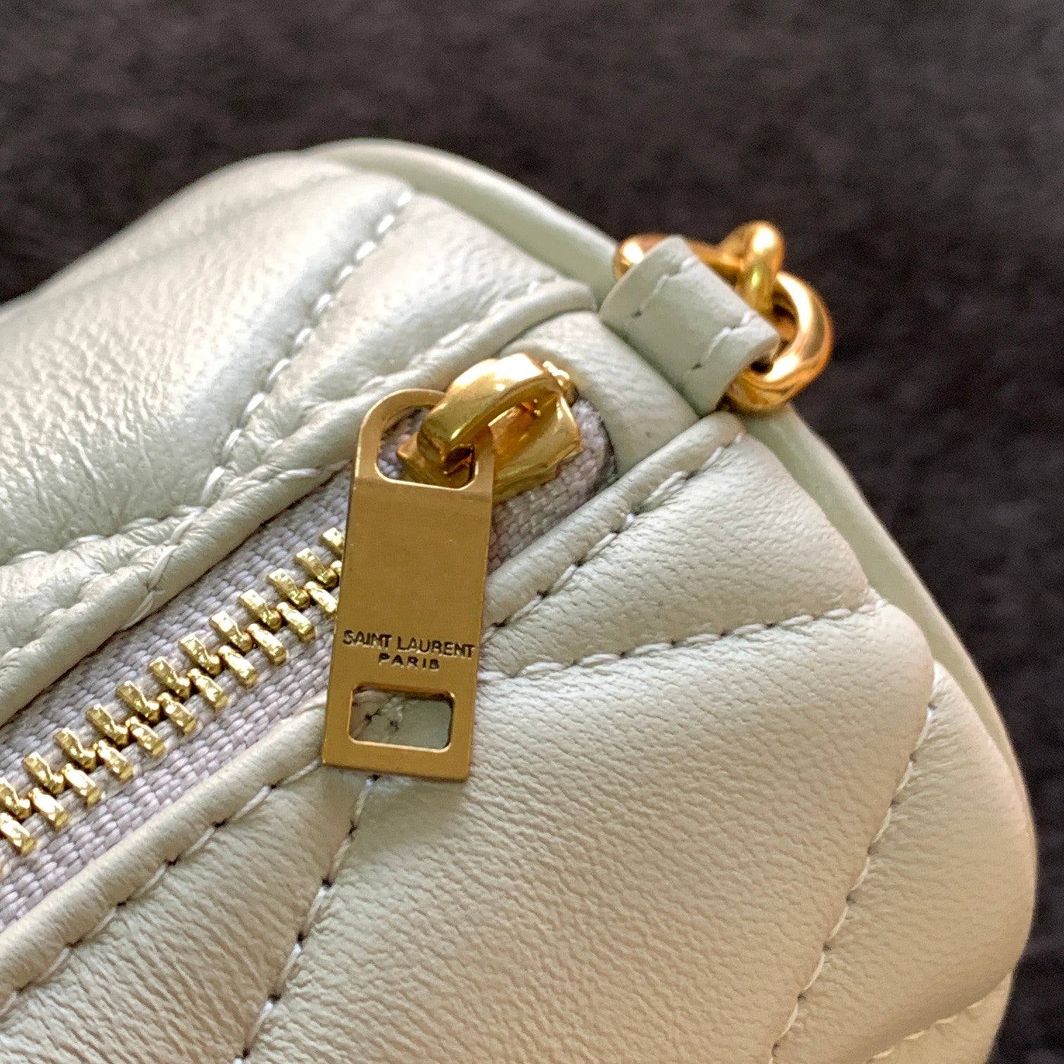 Saint Laurent Sade Mini Quilted Leather Tube Bag - Light Grey