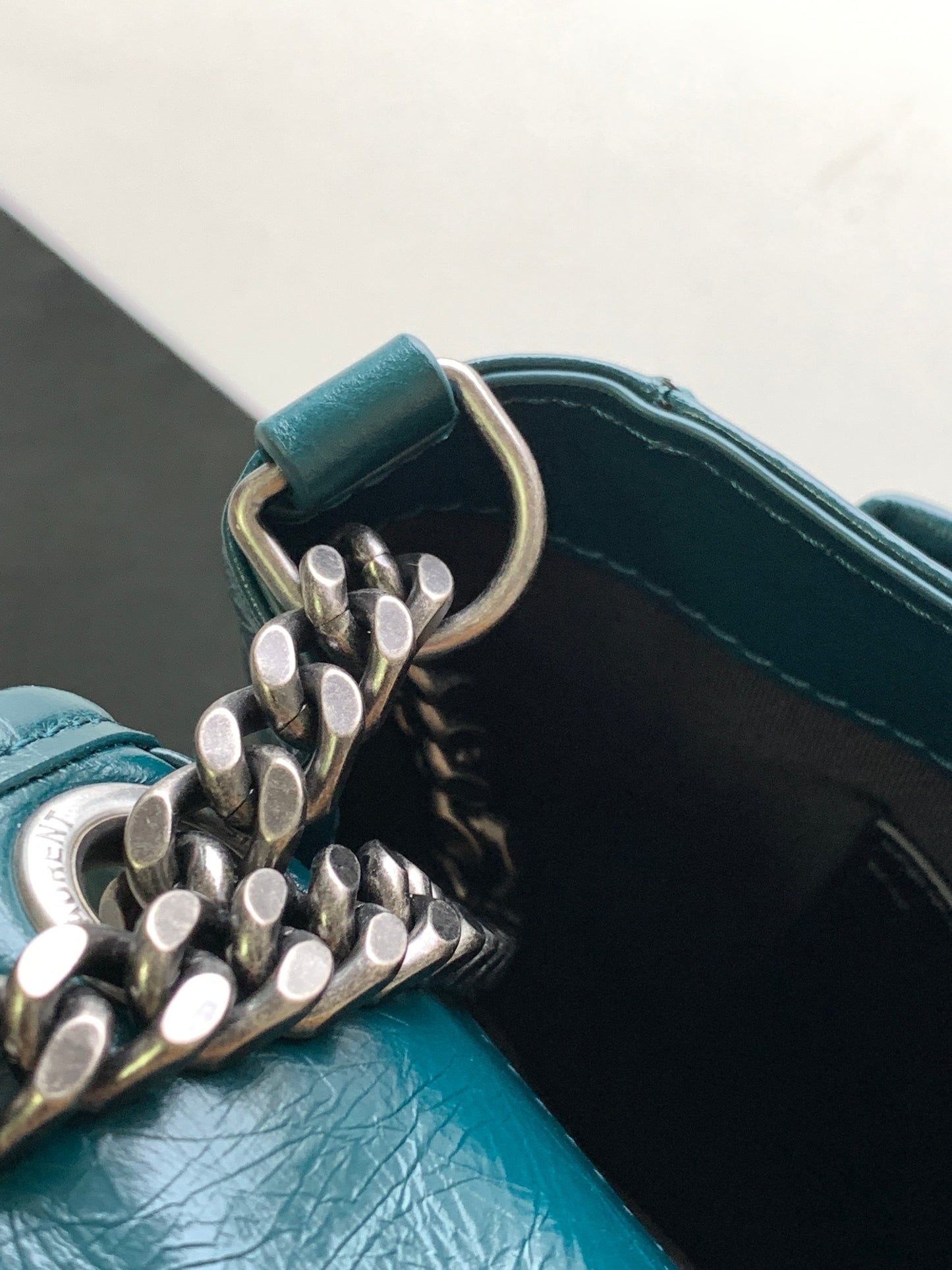 Saint Laurent Niki Medium Shoulder Bag in Crinkled Vintage Leather - Teal