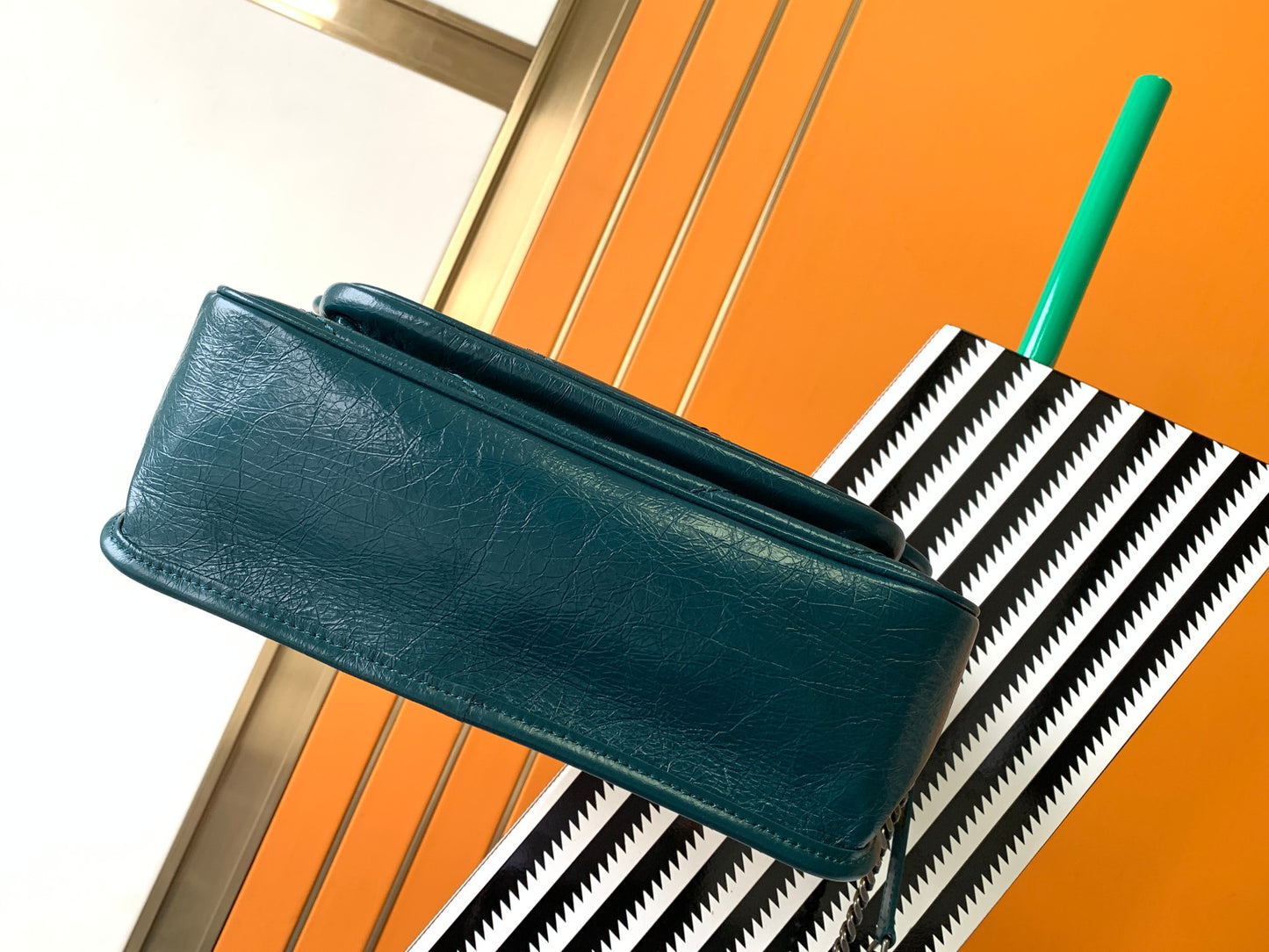 Saint Laurent Niki Medium Shoulder Bag in Crinkled Vintage Leather - Teal