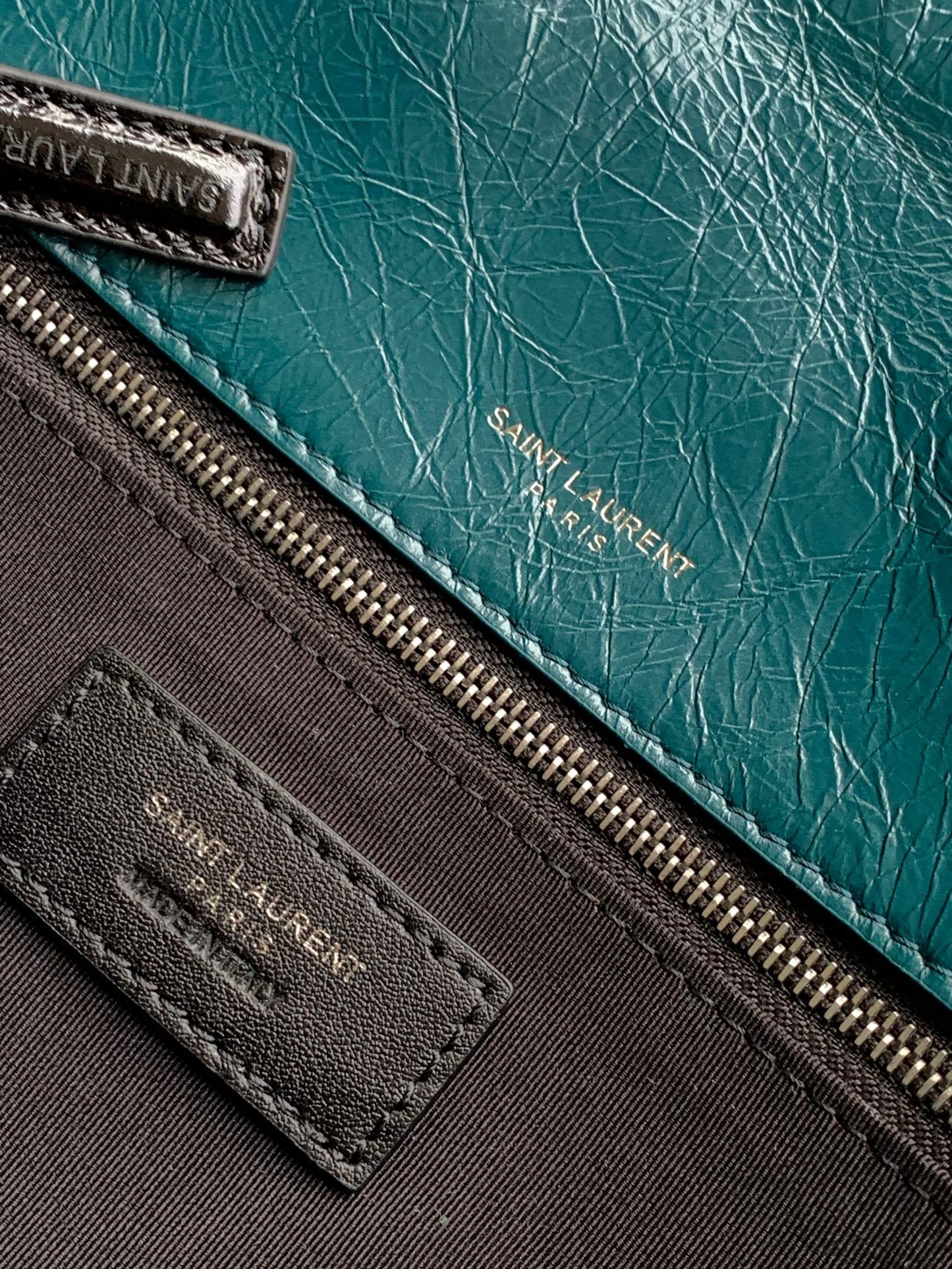 Saint Laurent Niki Medium Shoulder Bag in Crinkled Vintage Leather - Teal