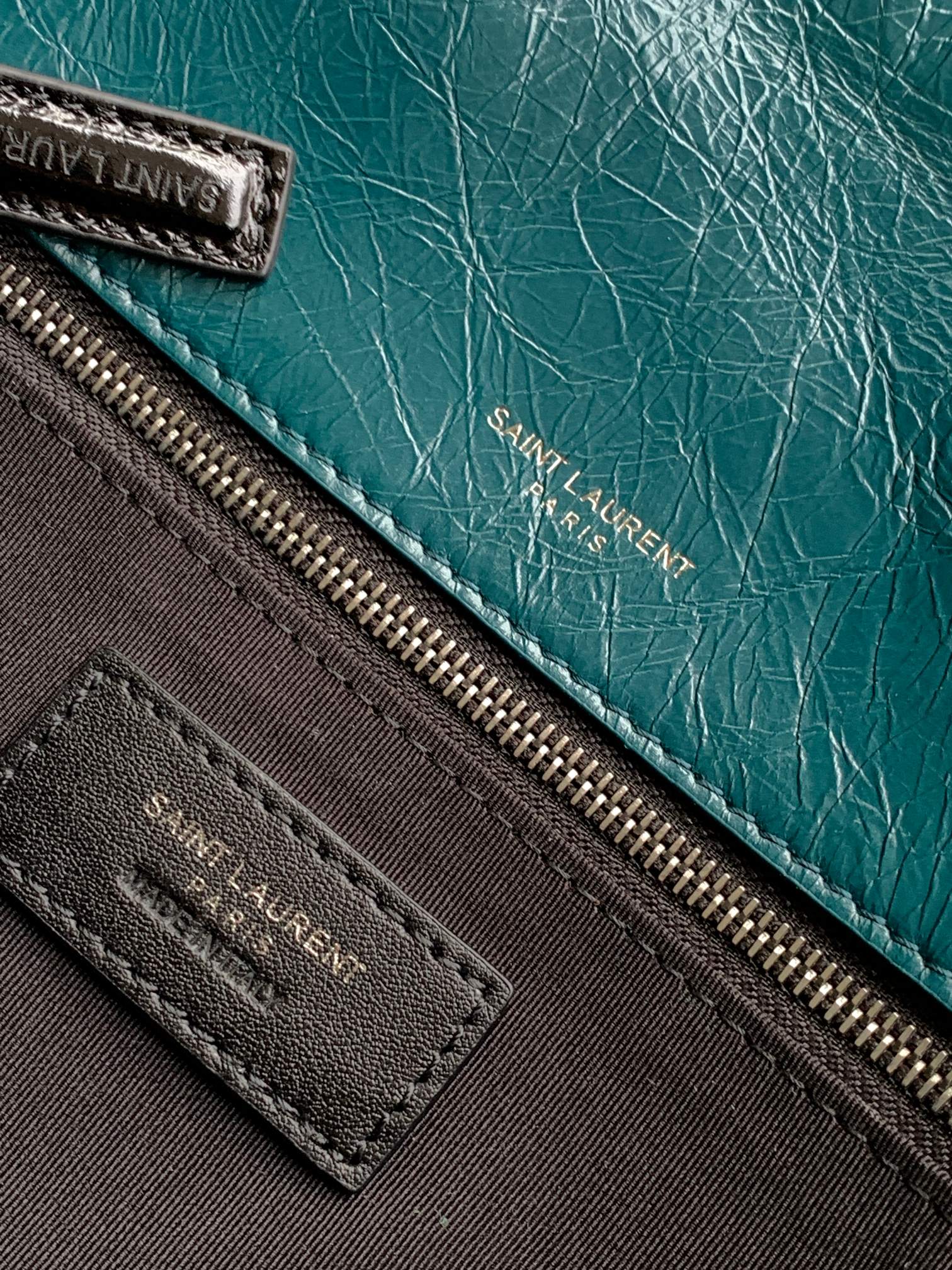 Saint Laurent Niki Medium Shoulder Bag in Crinkled Vintage Leather - Teal