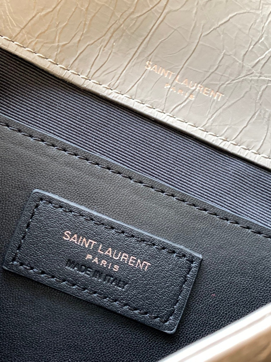 Saint Laurent Niki Medium Shoulder Bag in Grey Vintage Leather