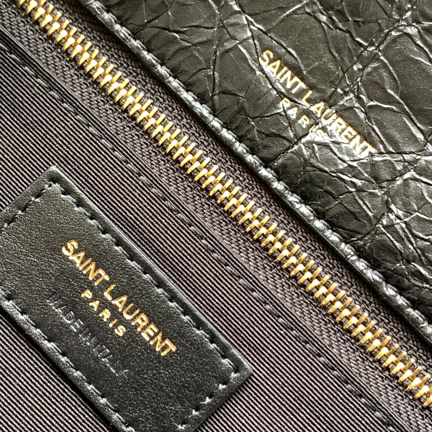 Saint Laurent Medium Niki Shoulder Bag in Black Crinkled Vintage Leather