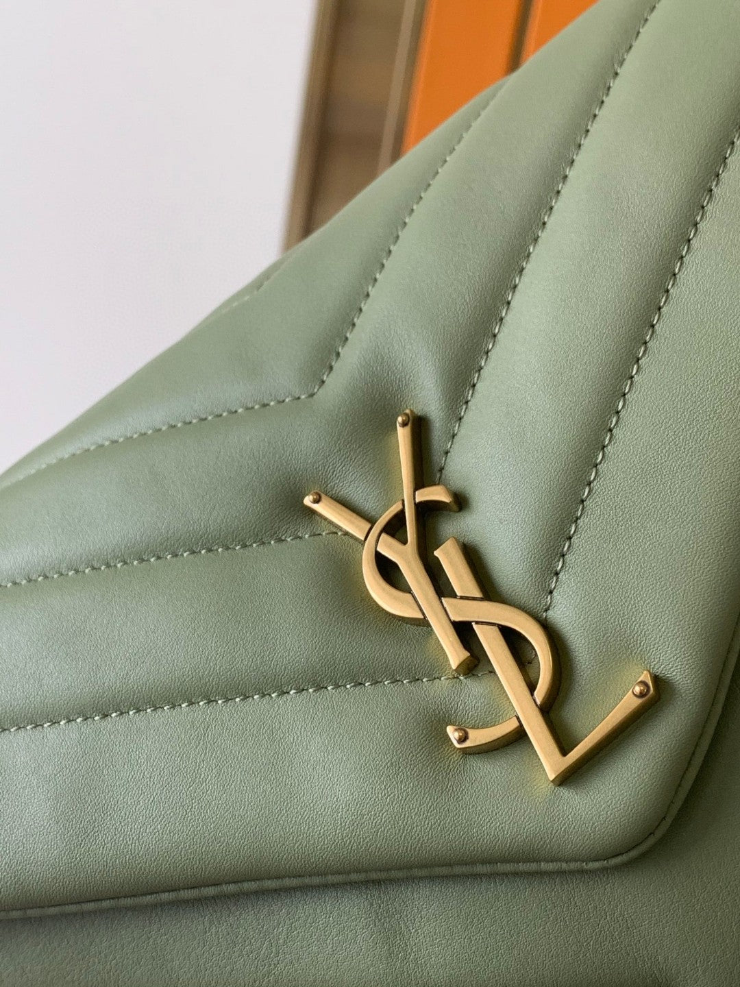 Saint Laurent Loulou Small Quilted Leather Shoulder Bag in Sage Green