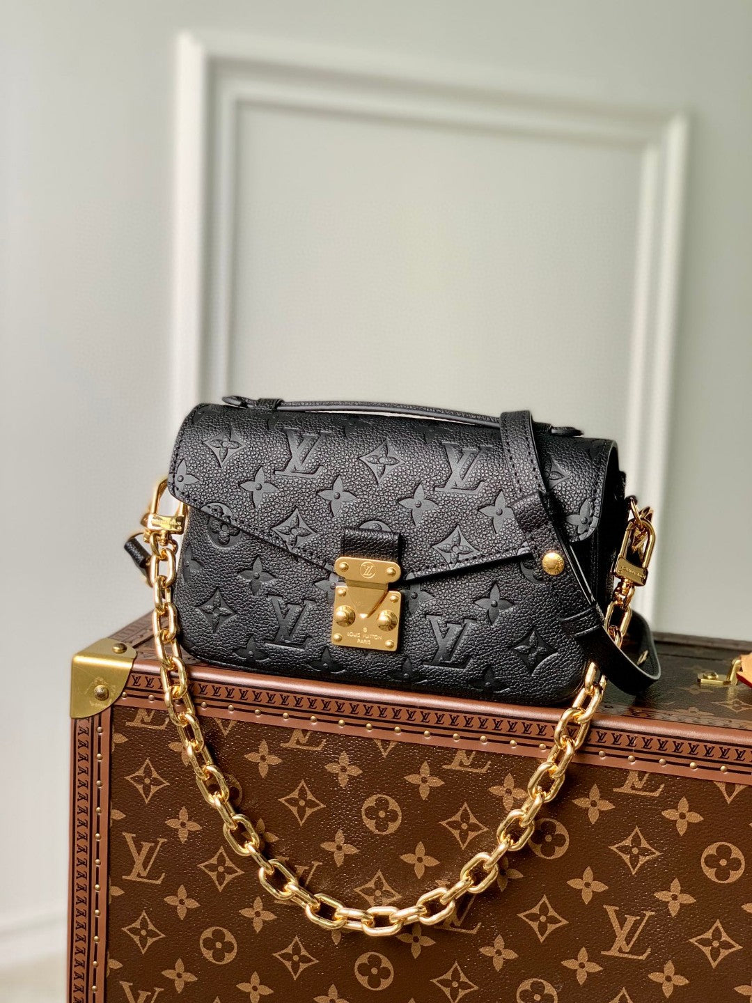 Louis Vuitton Pochette Métis Monogram Empreinte Black Leather Bag