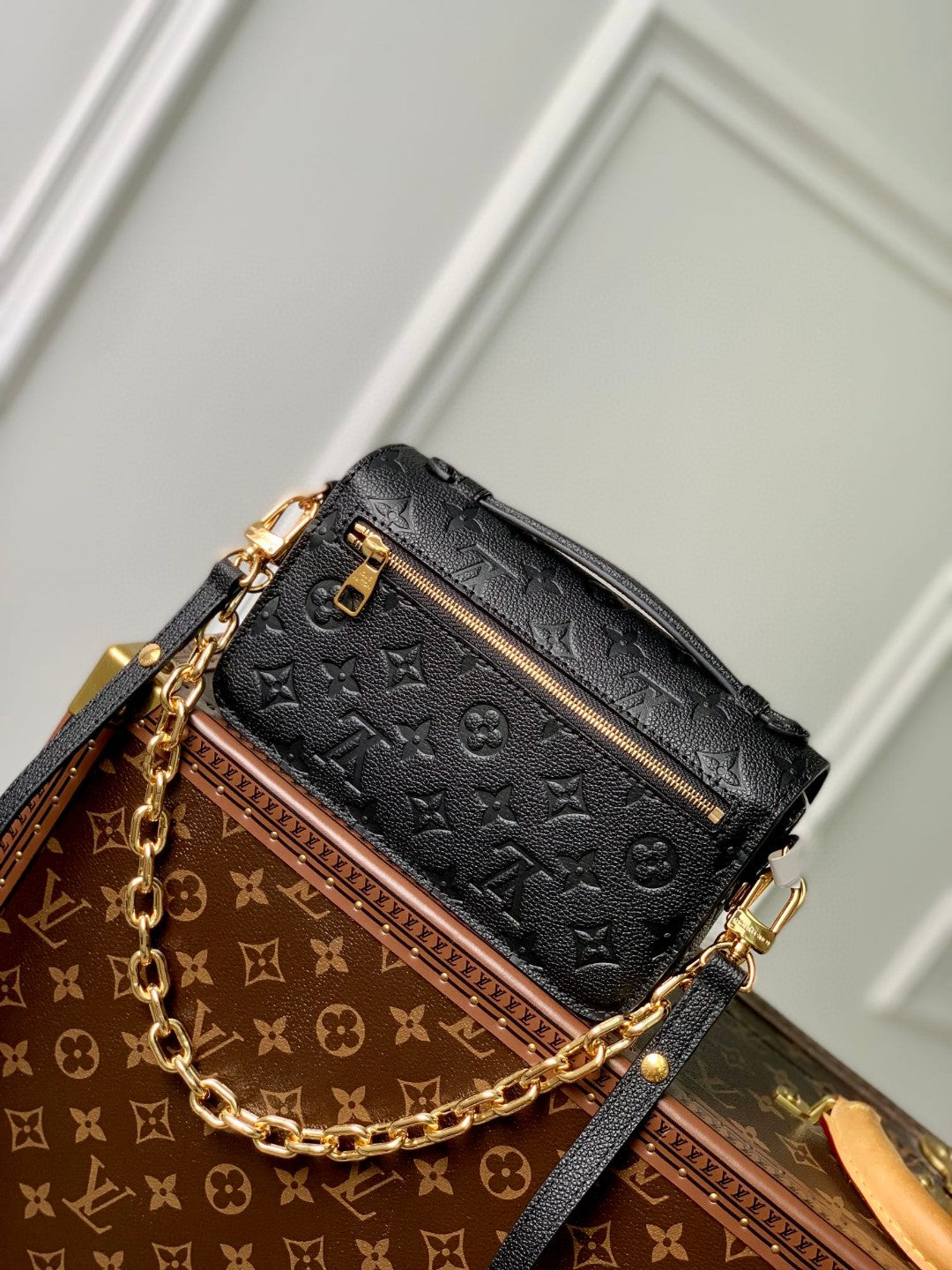 Louis Vuitton Pochette Métis Monogram Empreinte Black Leather Bag