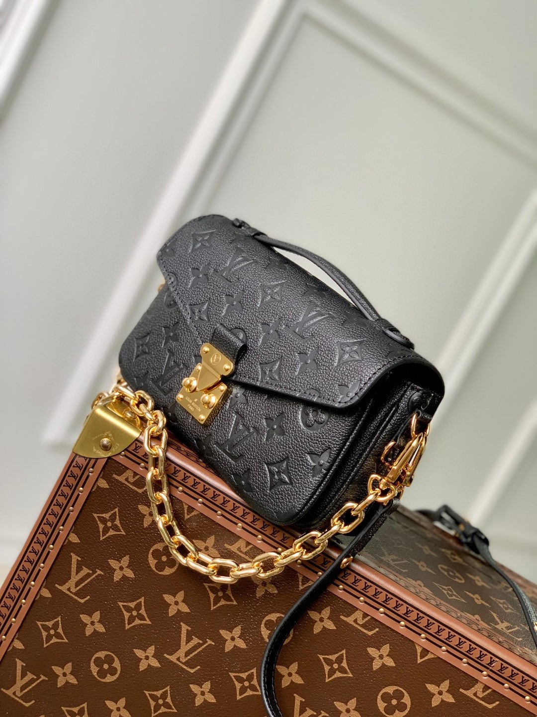 Louis Vuitton Pochette Métis Monogram Empreinte Black Leather Bag