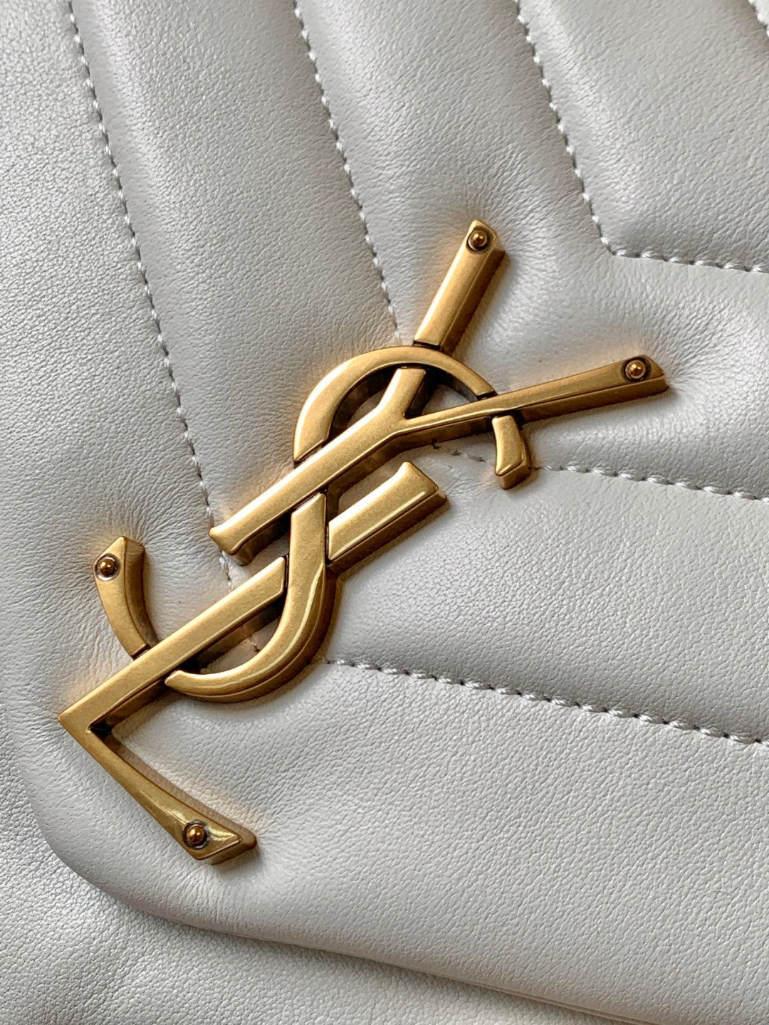 Saint Laurent Loulou Small Shoulder Bag in Quilted White Leather