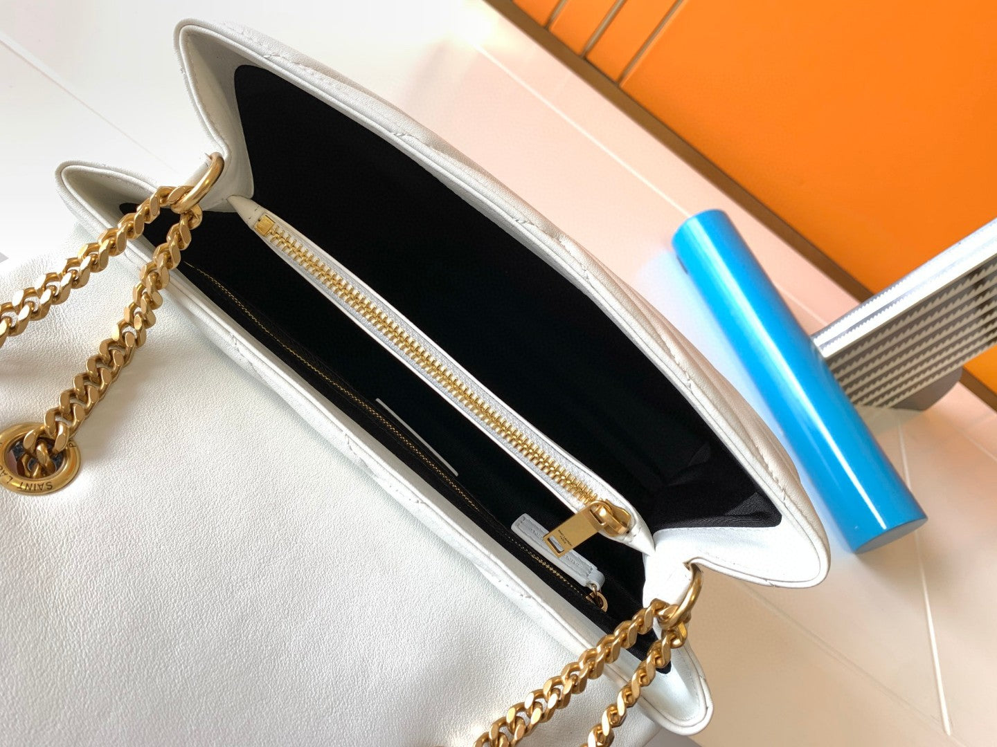 Saint Laurent Loulou Small Shoulder Bag in Quilted White Leather
