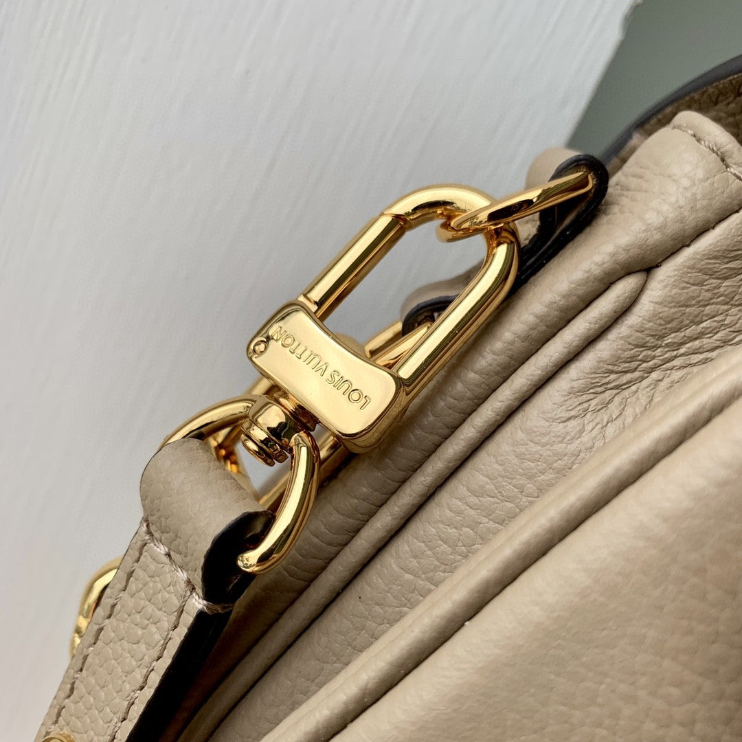 Louis Vuitton Taupe Monogram Embossed Leather Crossbody Handbag with Gold Clasp