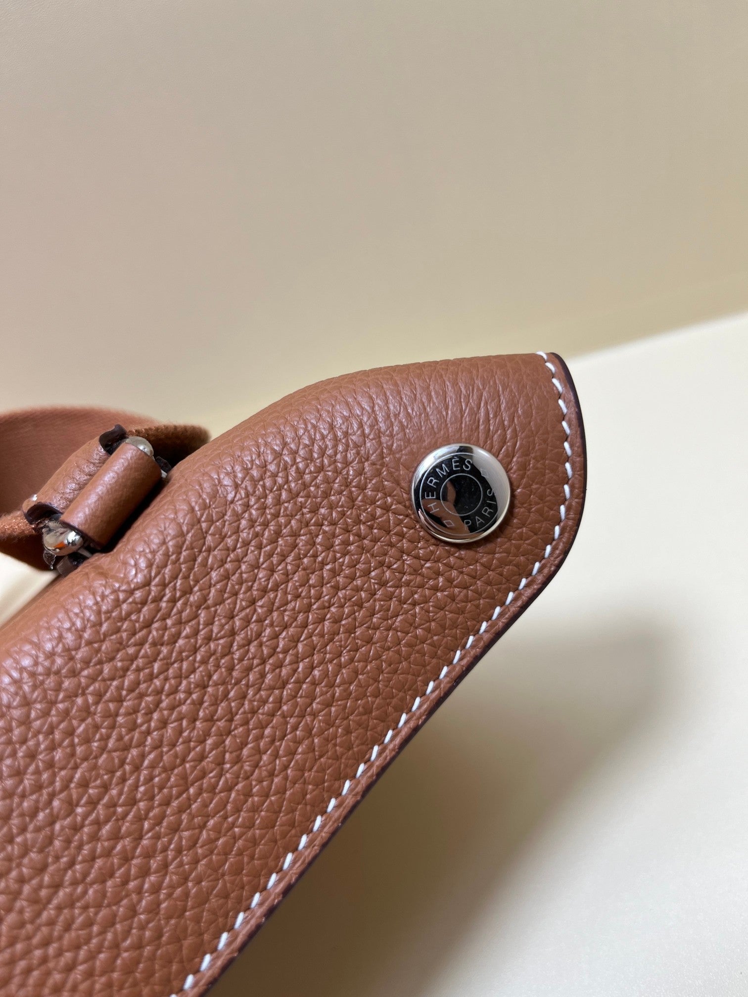 Small Brown Perforated Leather Crossbody Bag with Shoulder Strap