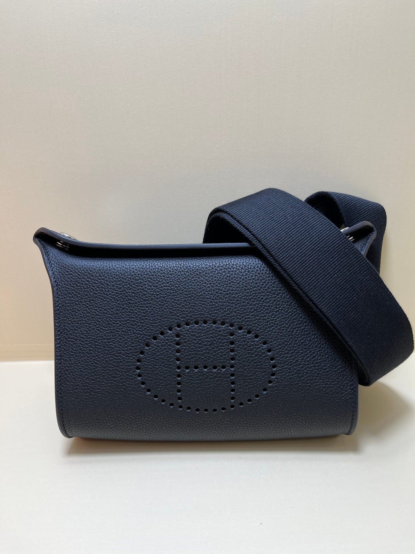 Hermes Evelyne TPM Noir Black Leather Crossbody Bag with Perforated H Logo