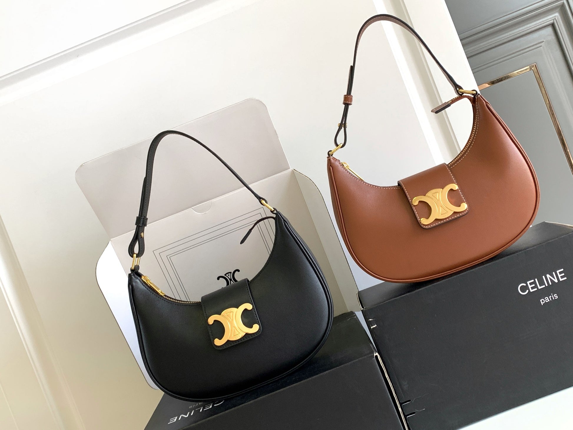 Celine Ava Triomphe Bag in Smooth Calfskin - Luxury Shoulder Bag