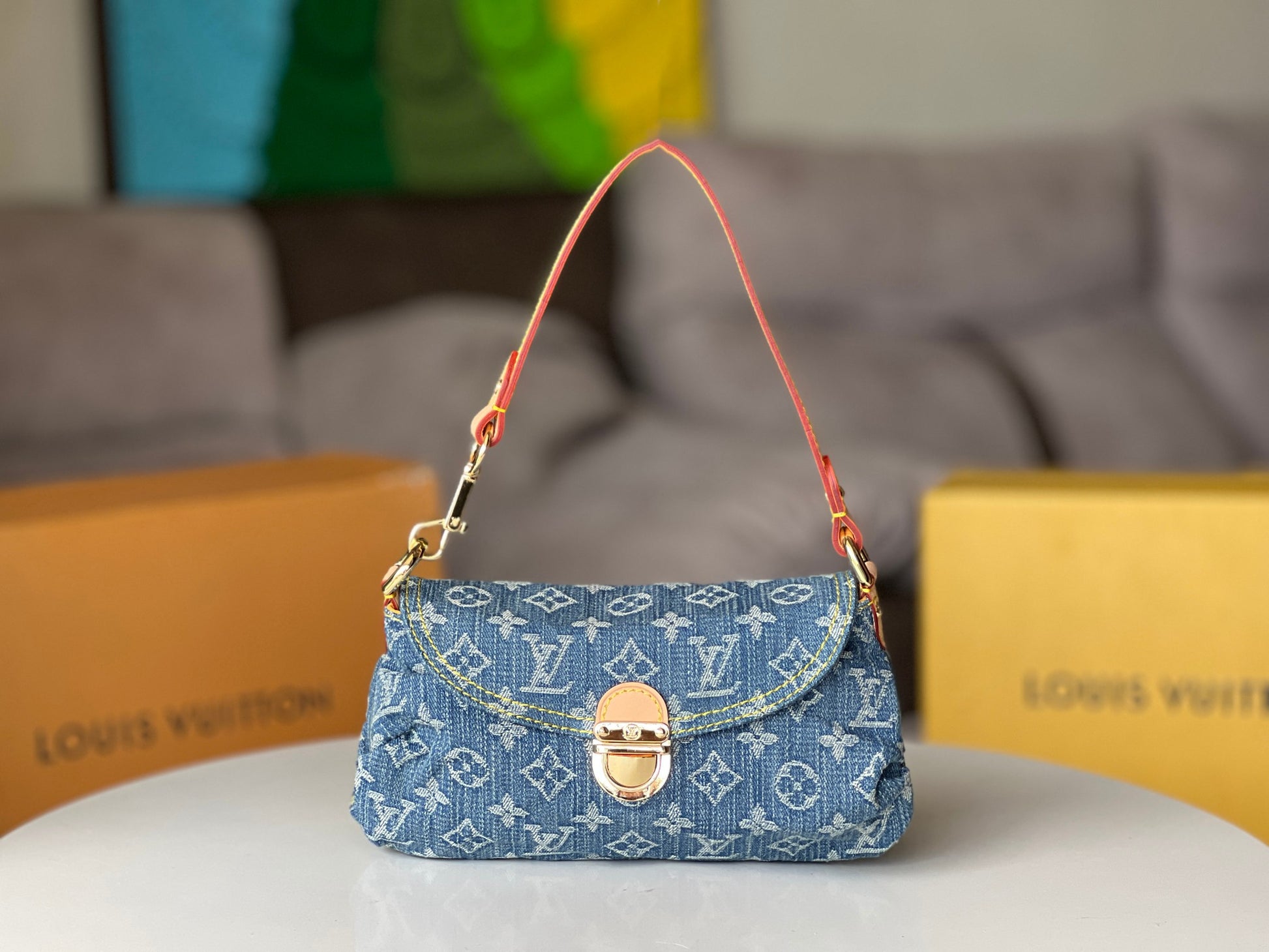 Louis Vuitton Blue Monogram Denim Pleaty Shoulder Bag