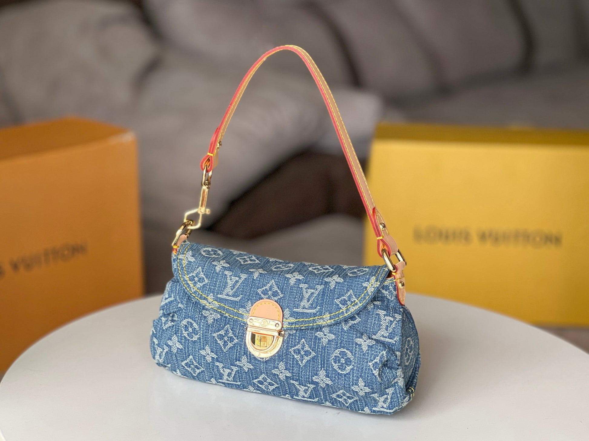Louis Vuitton Blue Monogram Denim Pleaty Shoulder Bag
