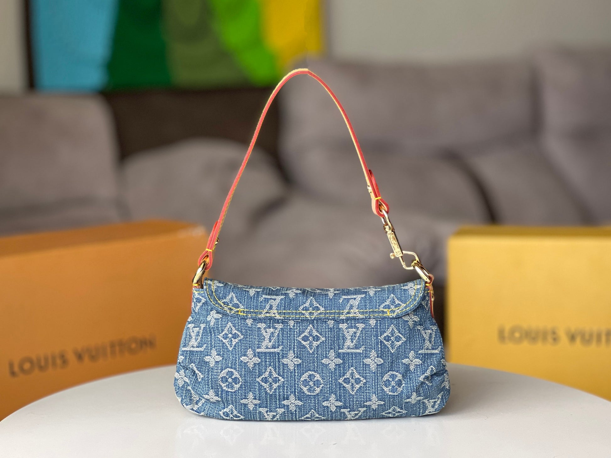 Louis Vuitton Blue Monogram Denim Pleaty Shoulder Bag