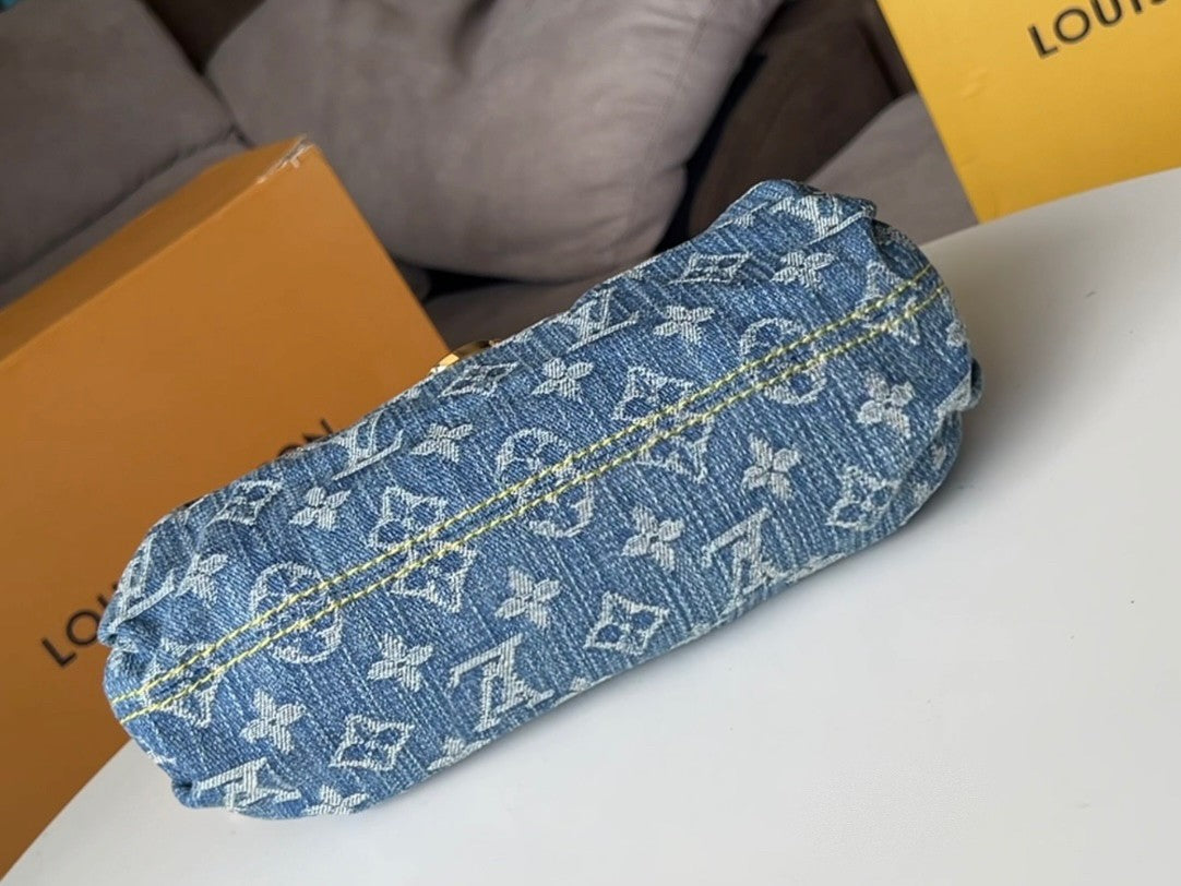 Louis Vuitton Blue Monogram Denim Pleaty Shoulder Bag