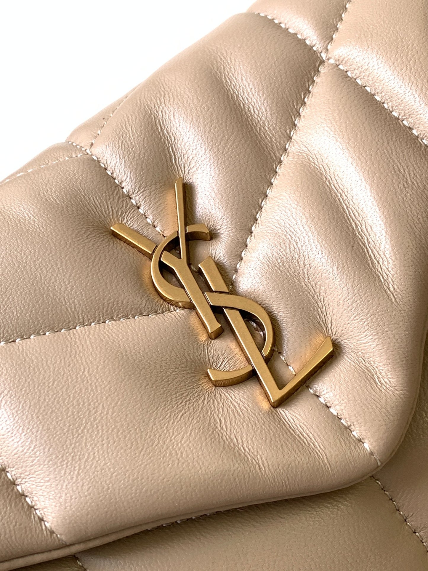 Saint Laurent Puffer Small Bag in Quilted Lambskin - Beige