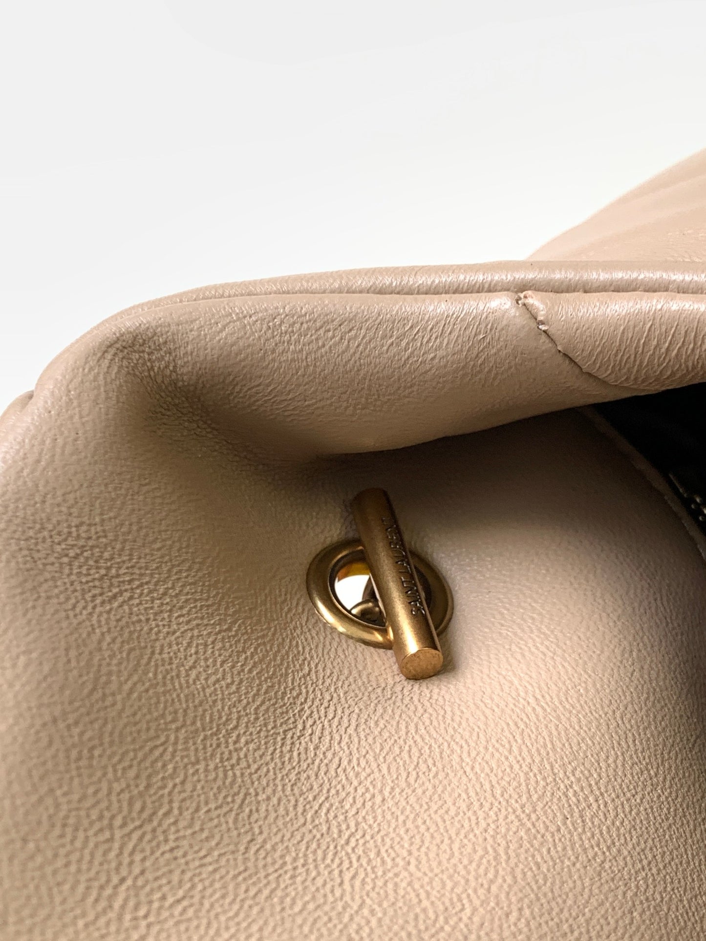 Saint Laurent Puffer Small Bag in Quilted Lambskin - Beige