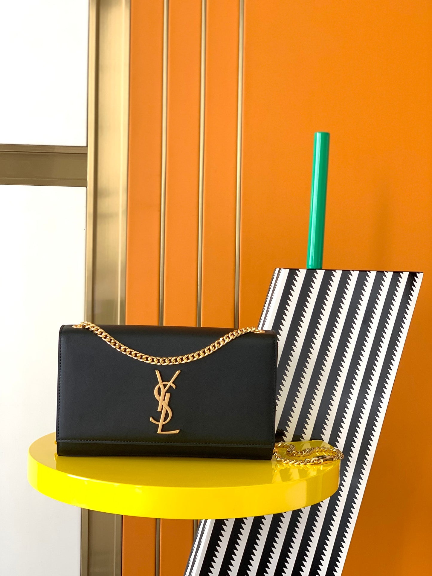 Saint Laurent Kate Small Chain Bag in Black Leather with Gold Hardware