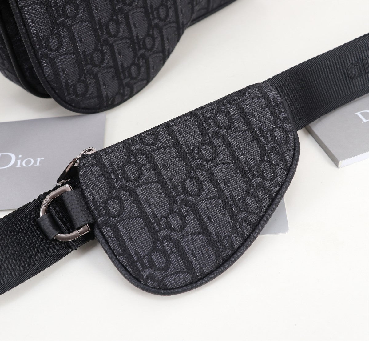Christian Dior Men's Oblique Safari Messenger Bag - Black Jacquard Canvas