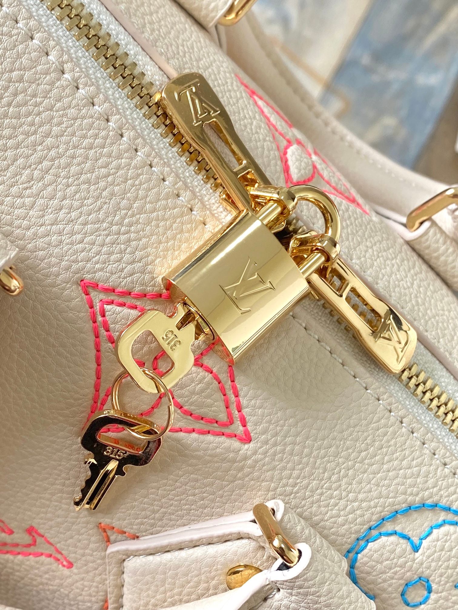 Louis Vuitton Nano Speedy Monogram Empreinte Pastel Pink Handbag