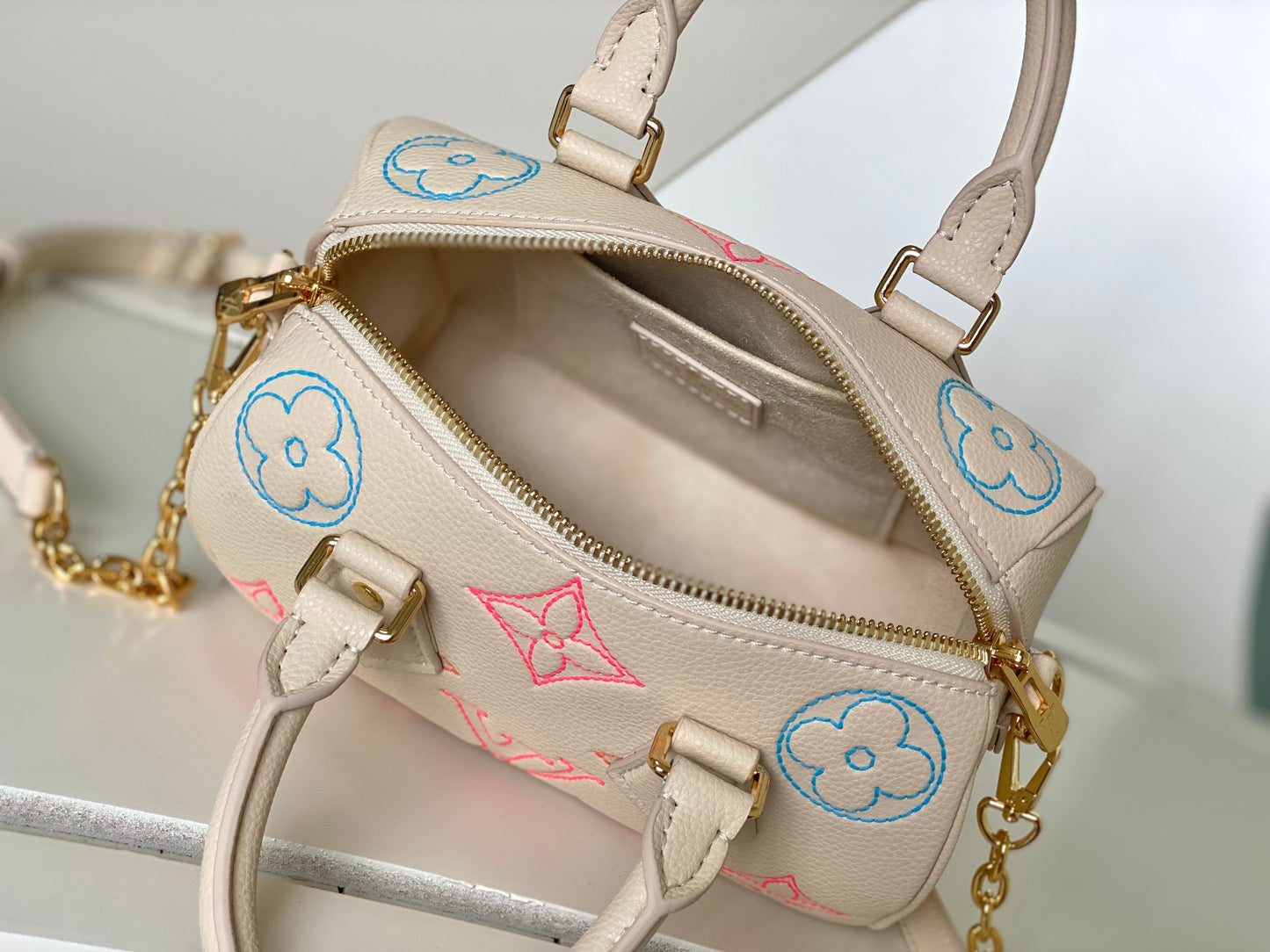 Louis Vuitton Nano Speedy Monogram Empreinte Pastel Pink Handbag