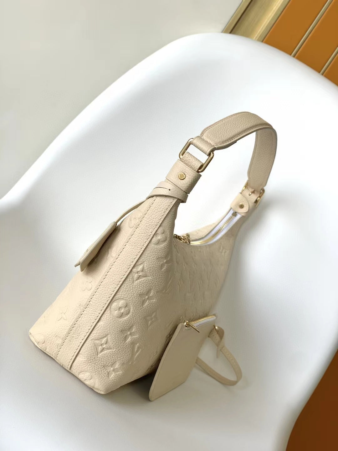 Louis Vuitton Bagatelle Monogram Empreinte Leather Shoulder Bag - Cream