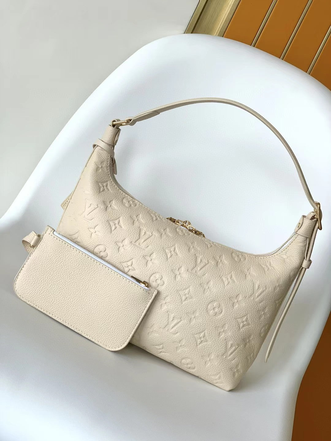 Louis Vuitton Bagatelle Monogram Empreinte Leather Shoulder Bag - Cream