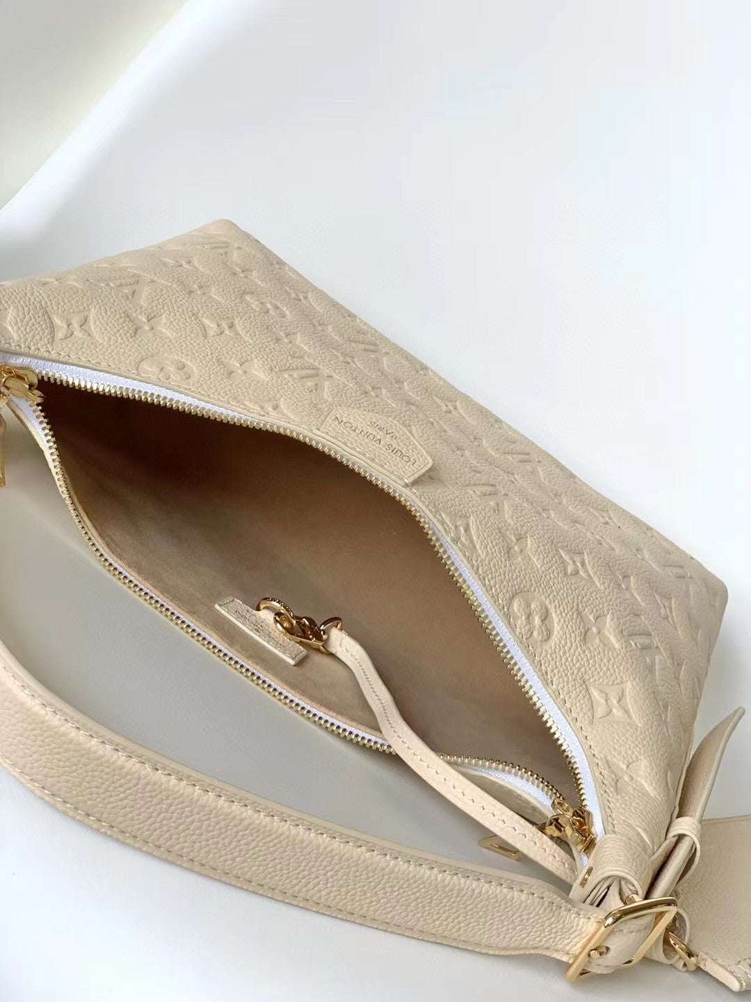 Louis Vuitton Bagatelle Monogram Empreinte Leather Shoulder Bag - Cream