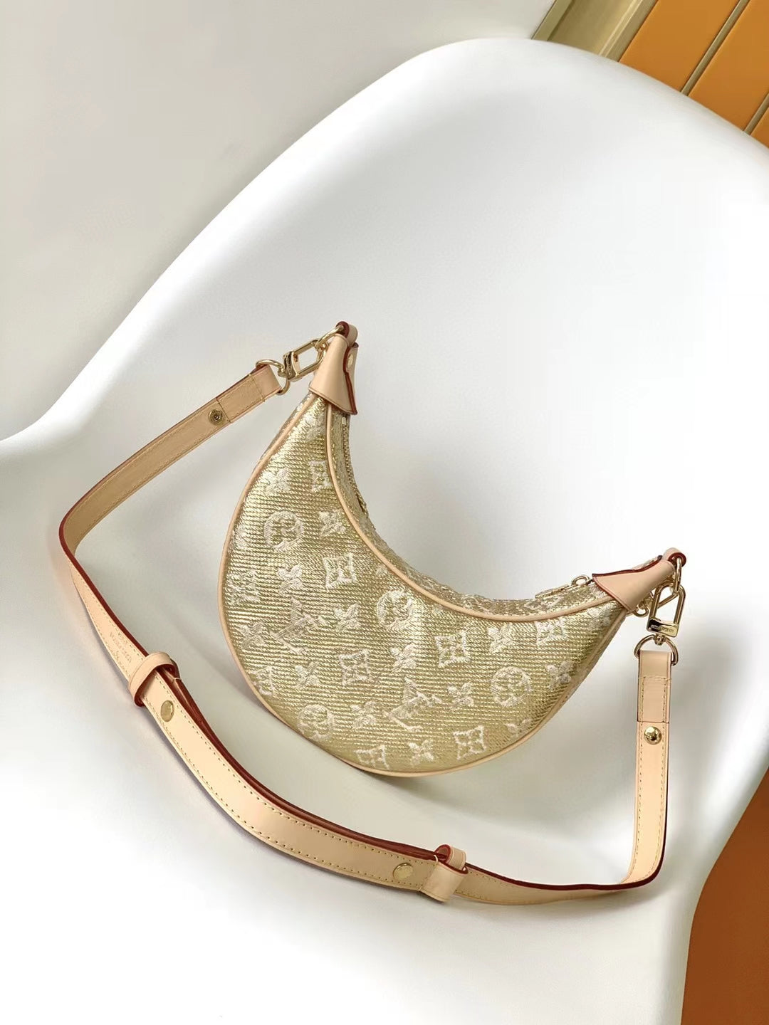 Louis Vuitton Monogram Empreinte Loop Bag - Beige Crescent Handbag