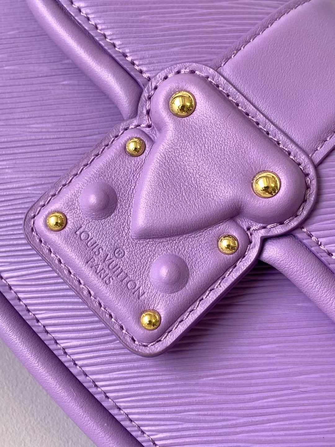 Mini Purple Textured Leather Handbag with Gold-Tone Hardware and Top Handle