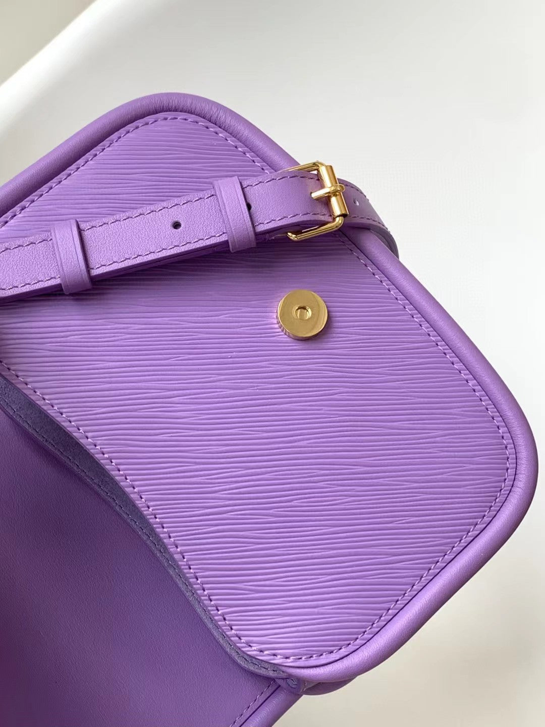 Mini Purple Textured Leather Handbag with Gold-Tone Hardware and Top Handle