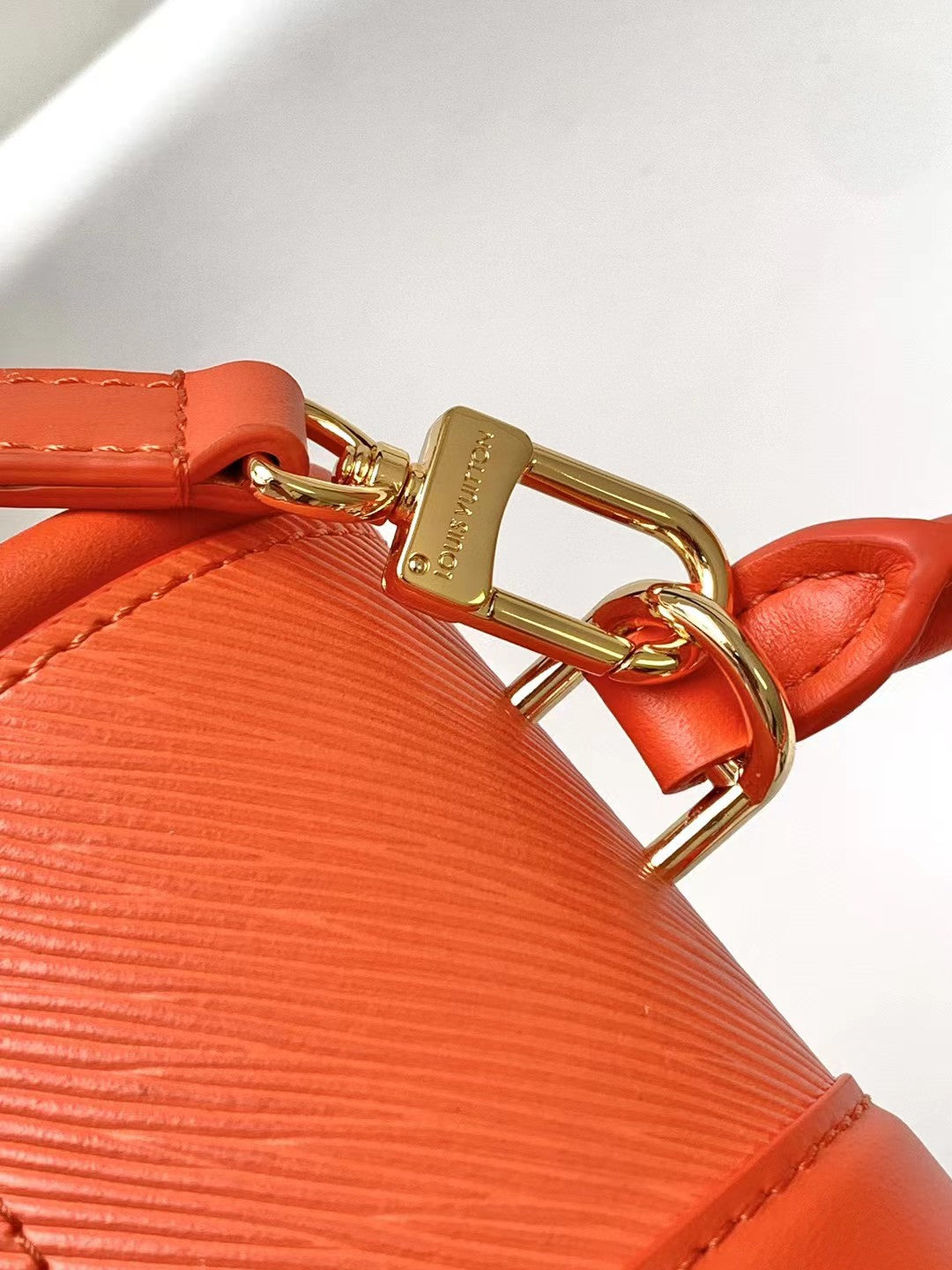 Orange Mini Top Handle Leather Handbag with Gold-Tone Latch Closure