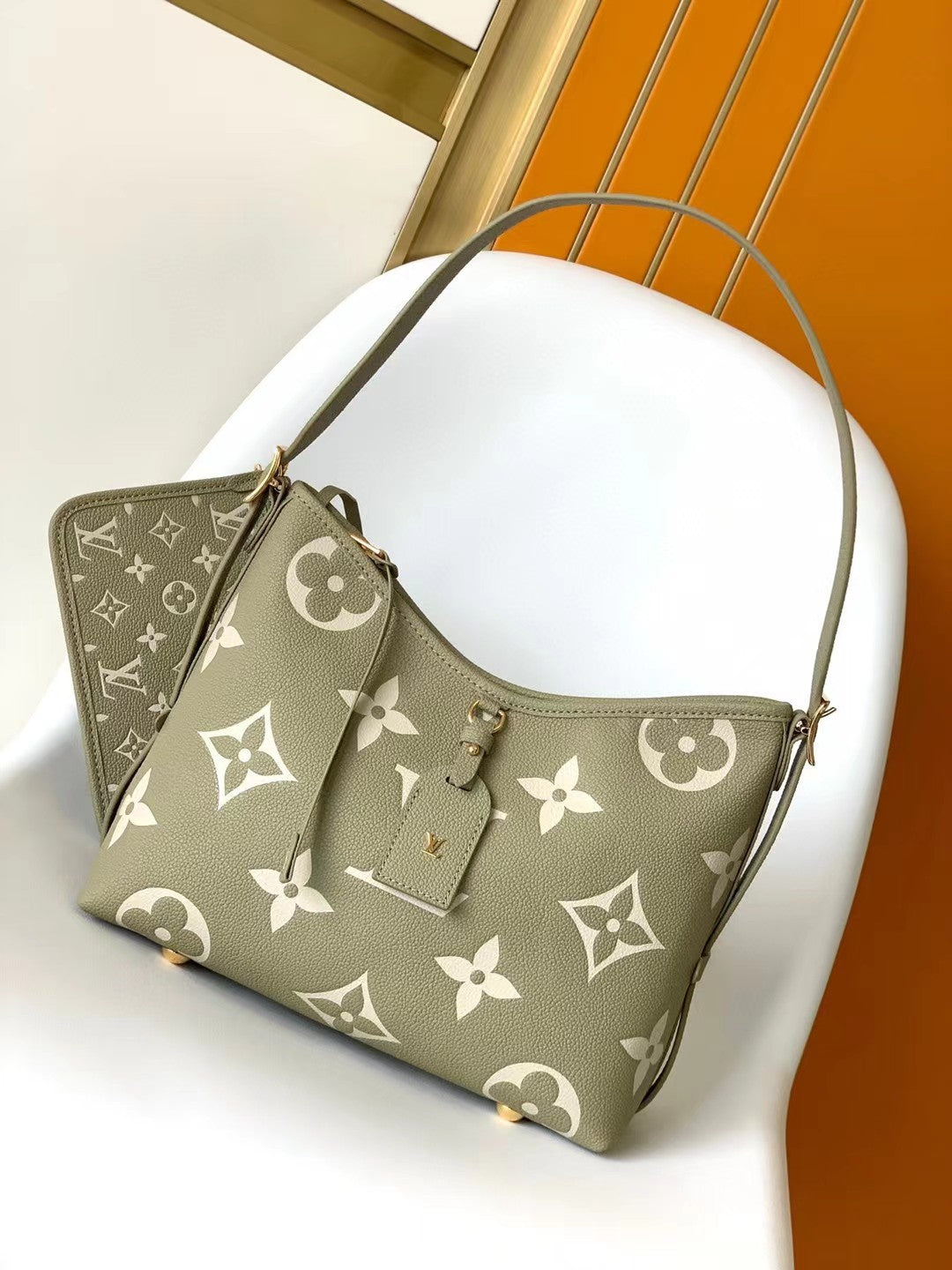 Louis Vuitton Carryall PM Monogram Empreinte Leather Shoulder Bag - Olive Green