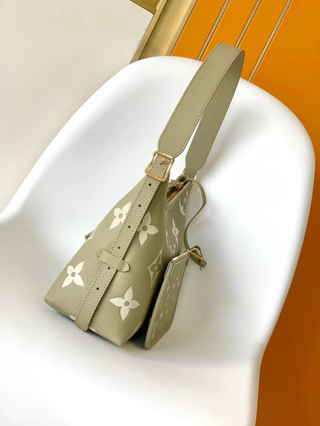 Louis Vuitton Carryall PM Monogram Empreinte Leather Shoulder Bag - Olive Green