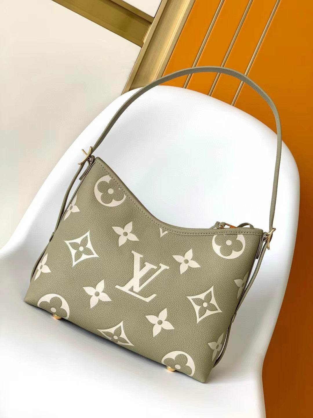 Louis Vuitton Carryall PM Monogram Empreinte Leather Shoulder Bag - Olive Green