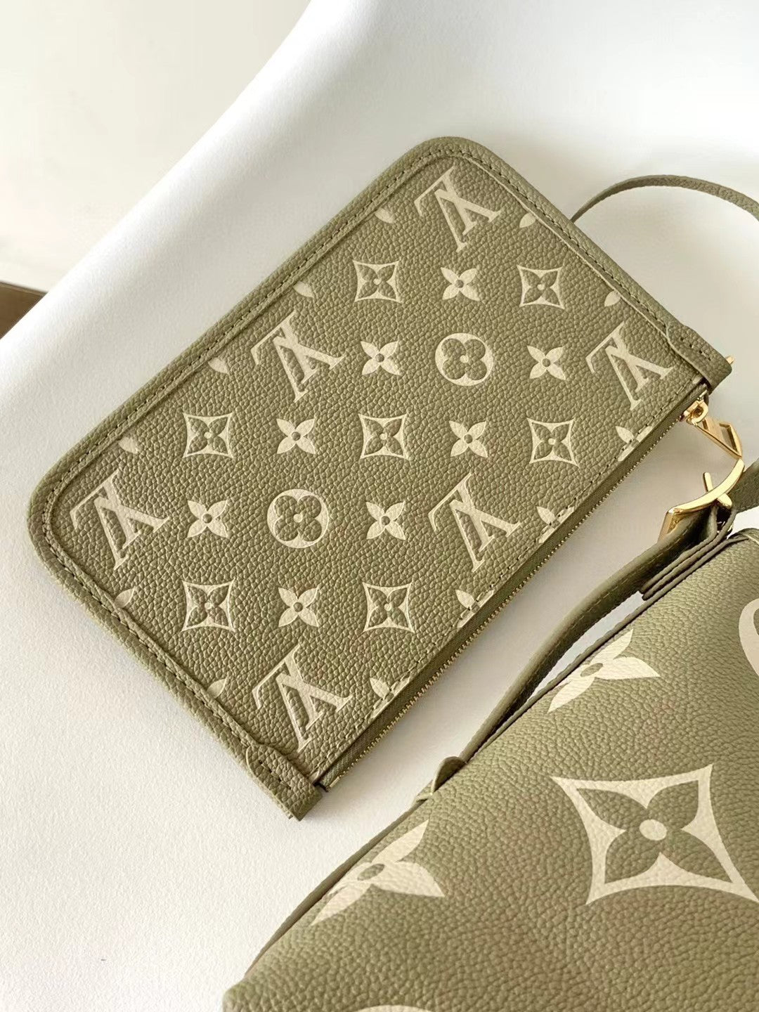 Louis Vuitton Carryall PM Monogram Empreinte Leather Shoulder Bag - Olive Green