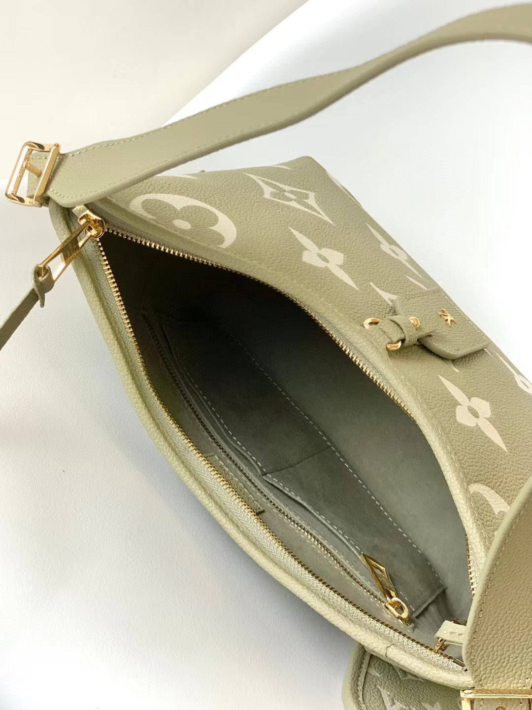 Louis Vuitton Carryall PM Monogram Empreinte Leather Shoulder Bag - Olive Green