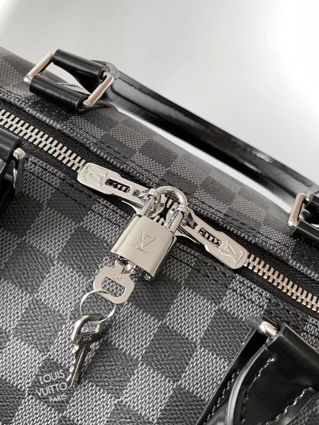Luxury Checkered Duffel Bag - Black and Grey Travel Weekender Bag