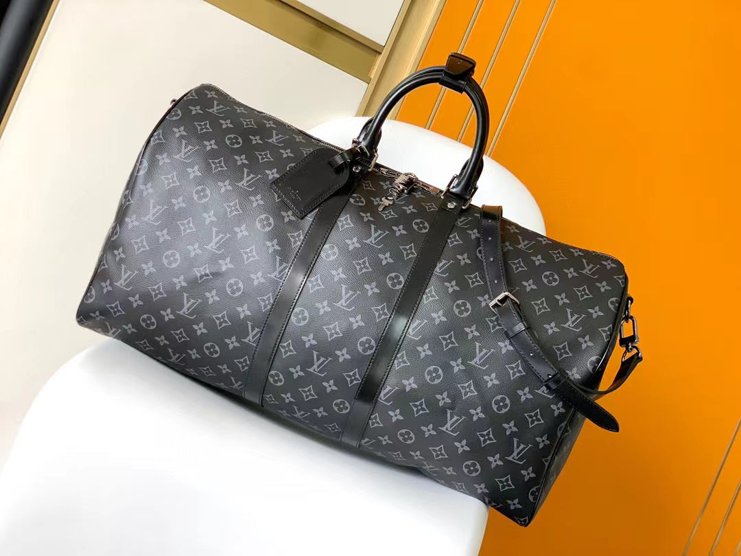 Louis Vuitton Keepall Bandoulière 50 Monogram Eclipse Canvas Travel Bag